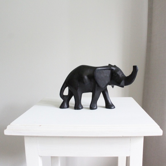 Other - Black Carved Elephant Animal Figurine Statue BOHO